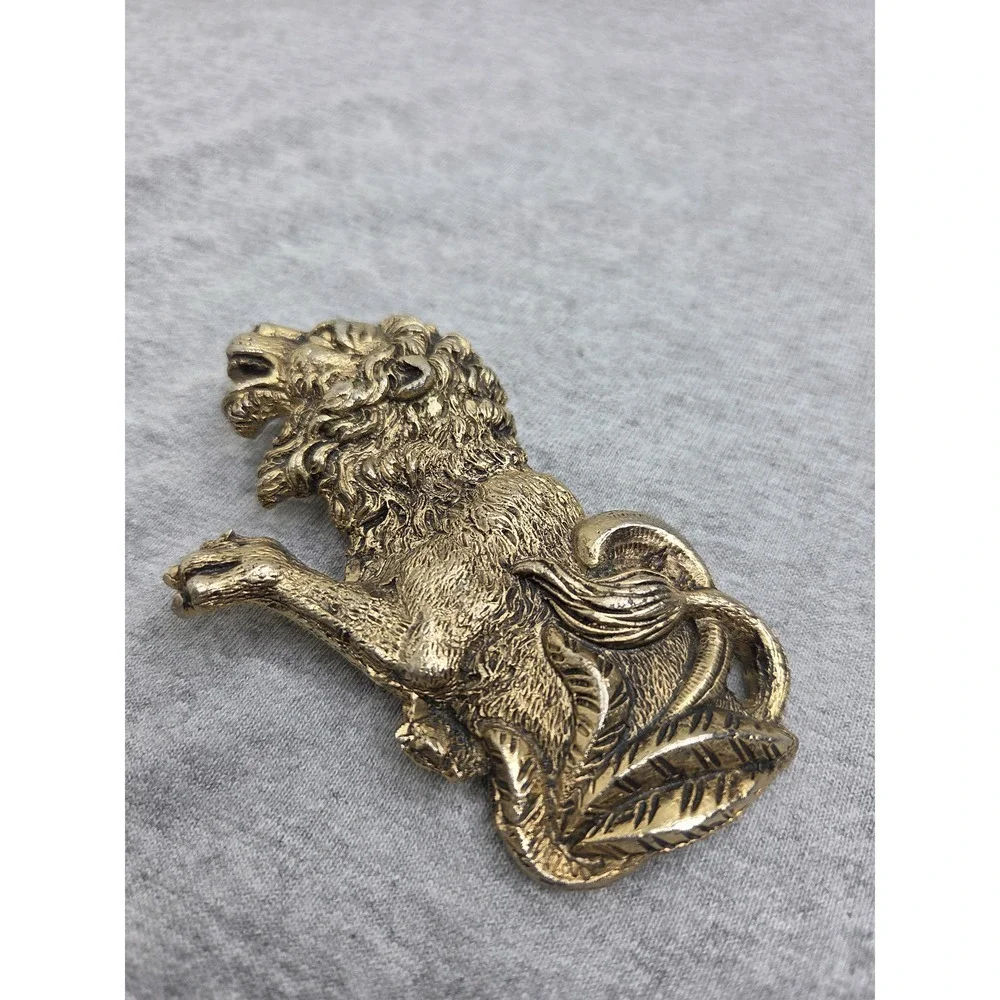 Artisan Handmade Lion Gold Heavy One of a Kind Belt Buckle